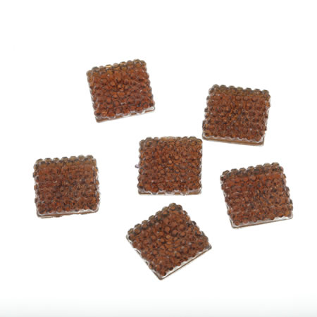 RHINESTONE 14MM SQR BRN 25PC