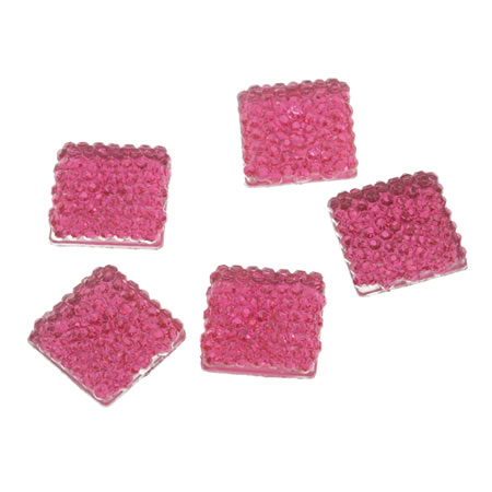 RHINESTONE 14MM SQR PNK 25PC