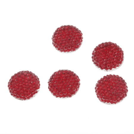 RHINESTONE 14MM RND RED 25PC