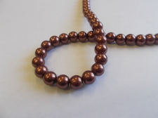 GLASS PEARLS 8MM DR BROWN