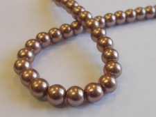 GLASS PEARLS 8MM LT BROWN