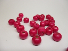 WOOD BEADS 10MM DK PINK 125G