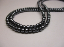 GLASS PEARLS 4MM DK GREY