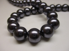 GLASS PEARLS 12MM DK GREY