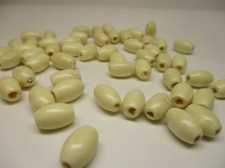 WOOD BEAD OVAL 6X9MM 125G CREAM