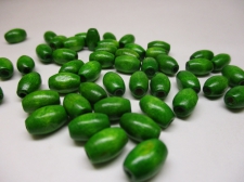 WOOD BEAD OVAL 6X9MM 125G GREEN