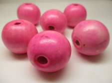 WOOD BEAD 25MM 125G PINK