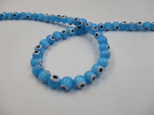 Evil Eye Beads 8mm +/-48pcs Lt Blue