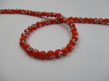 Evil Eye Beads 6mm +/-65pcs Orange