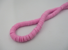 Rubber Disc Beads 6mm/ 40cm Pink