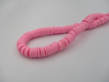 Rubber Disc Beads 6mm/ 40cm Lt Pink