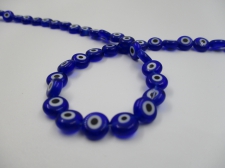 Evil Eye Beads Disc 6x2mm +/-64pcs Blue