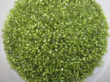 Bugle Beads Half Cut Foil Lt Green 450g