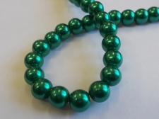 GLASS PEARLS 8MM DR GREEN