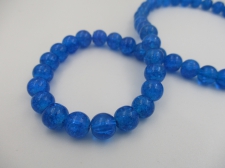 Crackle Glass 10mm Blue +/-82pcs